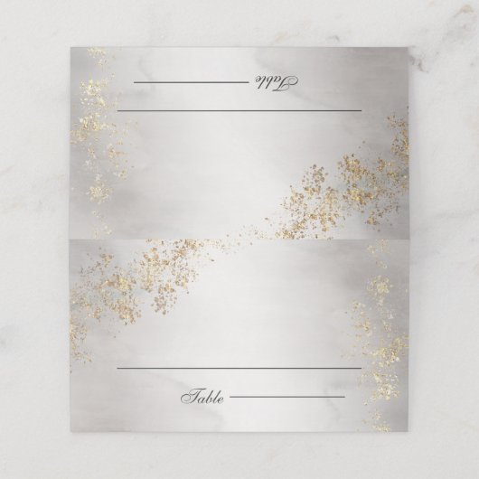 Carte De Placement Moderne Luxe Gold Flecks Gris Mist Mariage (Extérieur déplié)