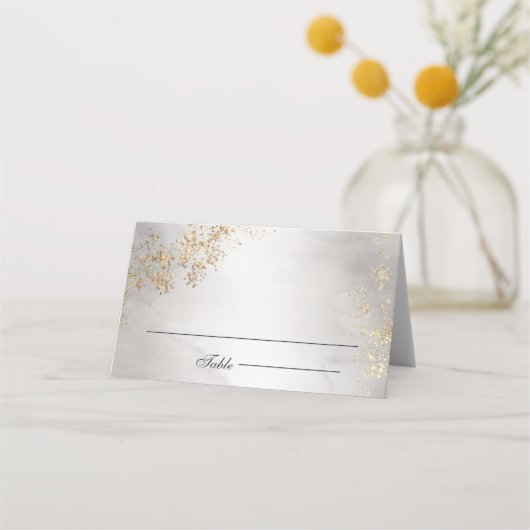 Carte De Placement Moderne Luxe Gold Flecks Gris Mist Mariage (Devant)