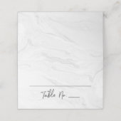 Carte De Placement Moderne Mariage | Écriture en marbre blanc (Extérieur déplié)