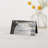 Carte De Placement Moderne Rustique Noir Bois Lumière Arc Mariage (Dos)