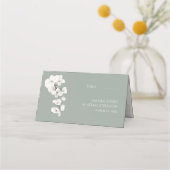 Carte De Placement Moderne Sage Vert Orchidées Blanches Mariage Flora (Dos)