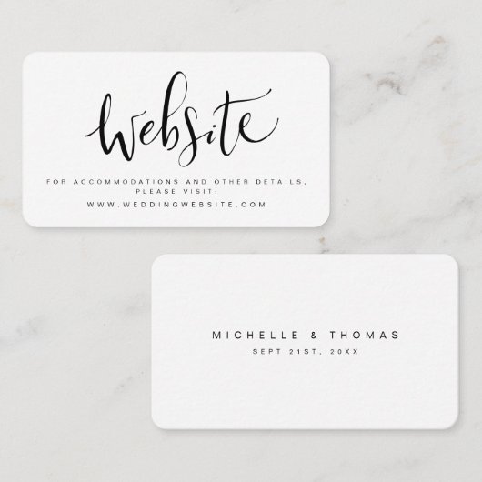 Carte De Placement Moderne Simple Script Mariage site web Insérer une (Devant / Derrière)