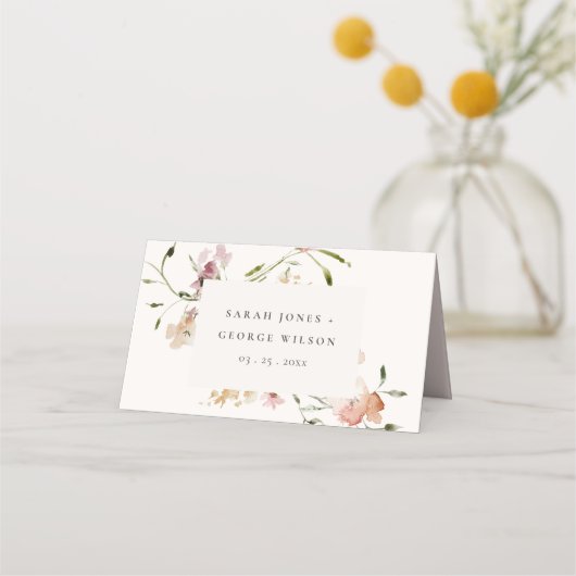 Carte De Placement Moelleux Pastel Blush Meadow Aquarelle Mariage Flo (Devant)
