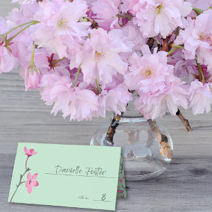 Carte De Placement Monnaie rose Fleur de Cerisier Vert