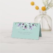 Carte De Placement Monnaie vert Dusty violet aquarelle florale Romant (Dos)
