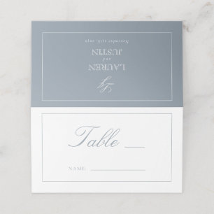 Carte De Placement Monogram Dusty Blue Script Mariage Numéro de table