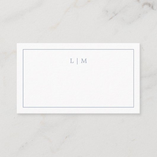 Carte De Placement Monogramme bleu foncé simple Mariage élégant (Devant)