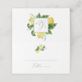 Carte De Placement Monogramme de jardin de citron moderne plié Mariag (Extérieur déplié)