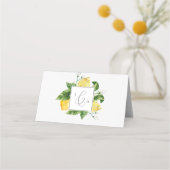 Carte De Placement Monogramme de jardin de citron moderne plié Mariag (Dos)