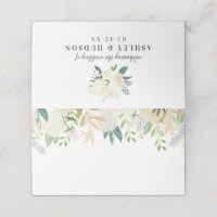 Monogramme de mariage floral verdure crème doré