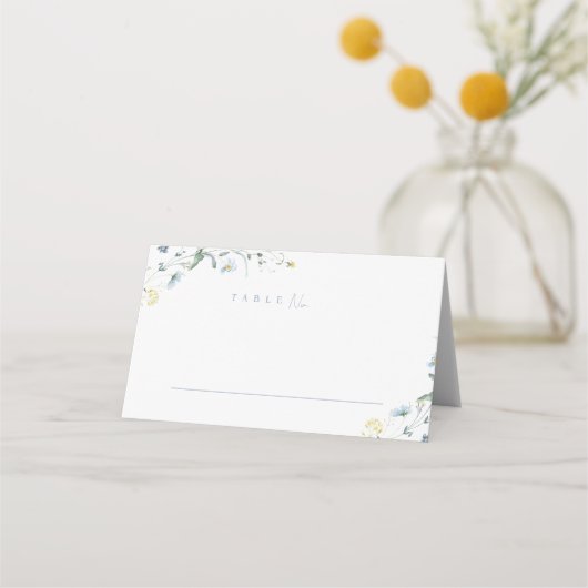Carte De Placement Monogramme de mariage rustique boho sauvage bleu p (Devant)
