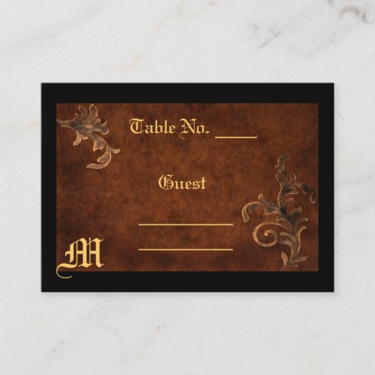 Carte De Placement Monogramme Défiler feuille de table Paramètre Plac (Devant)