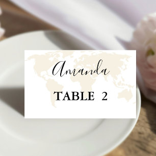 Carte De Placement Monogramme destination voyage thème mariage