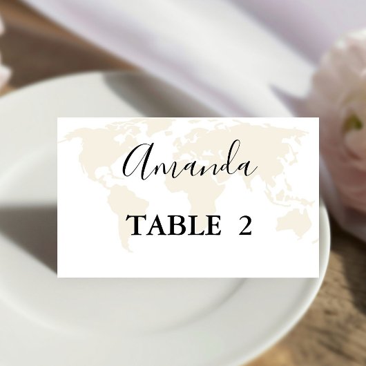 Carte De Placement Monogramme destination voyage thème mariage