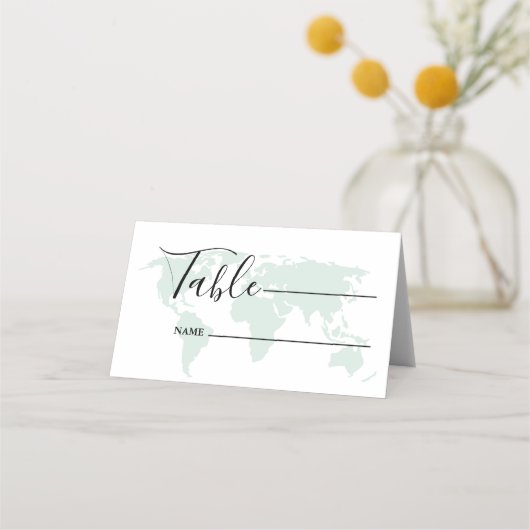 Carte De Placement Monogramme destination voyage thème mariage (Devant)