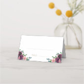 Carte De Placement Monogramme floral de Bourgogne moderne Mariage noi (Devant)