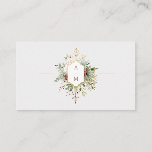 Carte De Placement Monogramme floral de Noël tout simplement élégant (Dos)