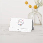 Carte De Placement Monogramme floral rose vif (Devant)