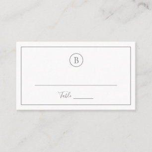 Carte De Placement Monogramme gris simple Mariage élégant traditionne