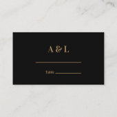 Carte De Placement Monogramme mariage minimaliste Black Gold (Dos)