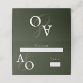 Carte De Placement Monogramme minimaliste Emerald Green (Extérieur déplié)