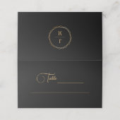Carte De Placement Monogramme mystique noir et or (Extérieur déplié)