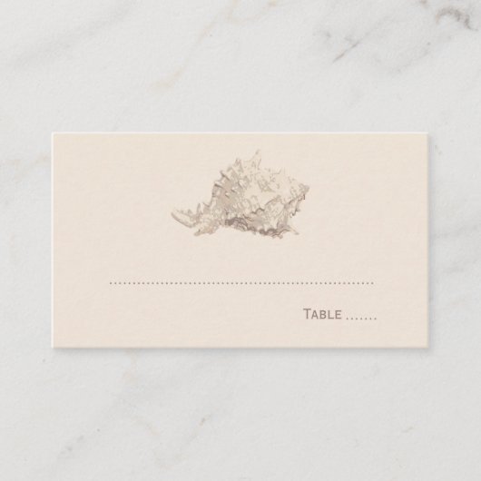 Carte De Placement Monogramme Neutre Beige Seashell Beach Mariage (Devant)
