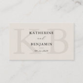 Carte De Placement Monogramme noir et ivoire moderne Mariage minimali (Devant)