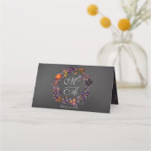 Carte De Placement Monogramme noir floral d'automne (Dos)