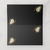 Carte De Placement Monogramme Or Sur Nom Noir Mariage Initial (Intérieur déplié)