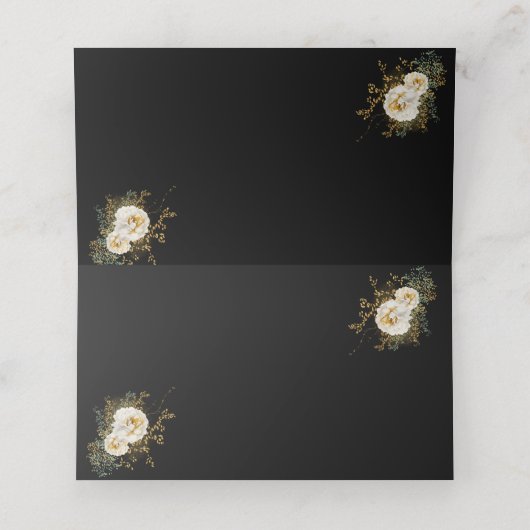 Carte De Placement Monogramme Or Sur Nom Noir Mariage Initial (Intérieur déplié)