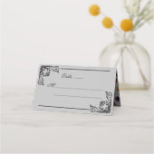 Carte De Placement Monogramme orné noir gothique (Devant)