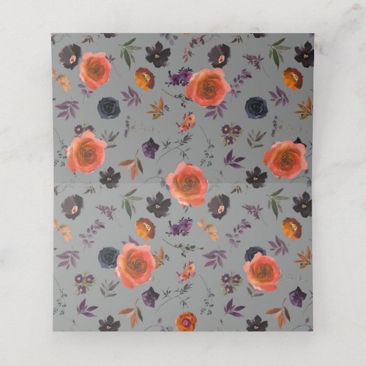 Carte De Placement Monogramme orné noir gothique (Intérieur déplié)