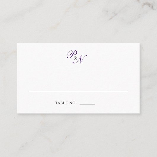 Carte De Placement Monogramme royal violet traditionnel Mariage offic (Devant)
