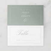 Carte De Placement Monogramme Sage Green Script Mariage Numéro de tab (Extérieur déplié)