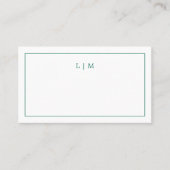 Carte De Placement Monogramme vert émeraude simple Mariage élégant (Devant)