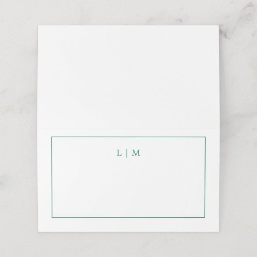 Carte De Placement Monogramme vert émeraude simple Mariage élégant (Extérieur déplié)