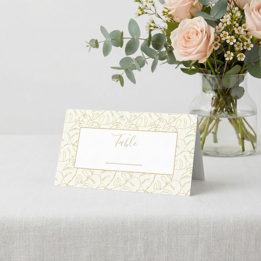 Carte De Placement Monstera feuille mariage numéro de table d'accueil