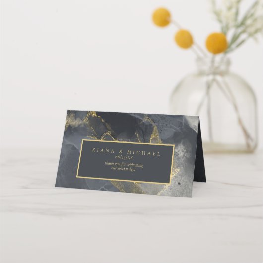 Carte De Placement Moody Ink Charcoal Gold Abstrait ID988 (Dos)