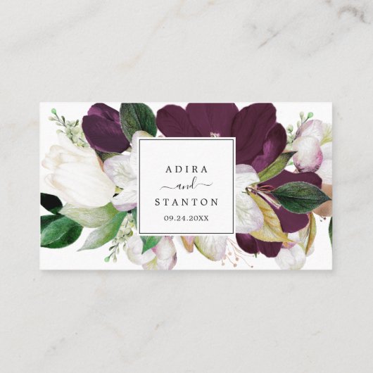 Carte De Placement Moody Purple Blooms Mariage plat (Dos)