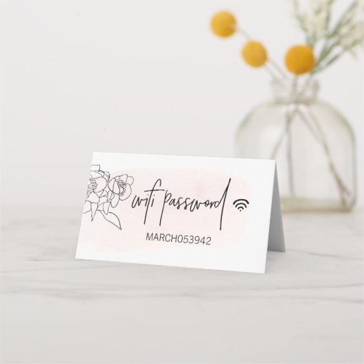 Carte De Placement MOT DE PASSE WIFI rose Panneau du bureau plié (Devant)