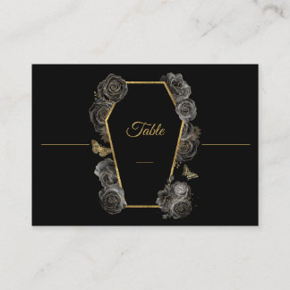 Carte De Placement Motif de mariage cercueil Roses noir & or gothique