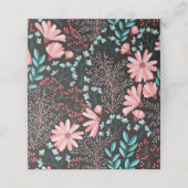 Carte De Placement Motif rose et Turquoise floral foncé (Extérieur déplié)