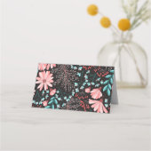 Carte De Placement Motif rose et Turquoise floral foncé (Dos)