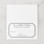 Carte De Placement Movie Admission Ticket Black and White Wedding (Extérieur déplié)