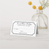 Carte De Placement Movie Admission Ticket Black and White Wedding (Devant)