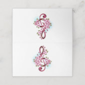 Carte De Placement Musical treble clef notes with sakura flowers (Extérieur déplié)