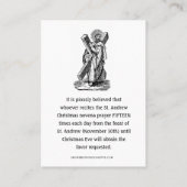 Carte De Placement Nativité de Noël St Andrew Novena Prière Sainte (Dos)