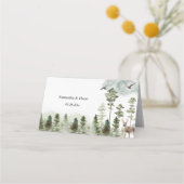 Carte De Placement Nature moderne Forêt verte | Aquarelles (Dos)