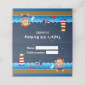 Carte De Placement Nautical Girl Monkey Red Navy Sièges d'anniversair (Extérieur déplié)